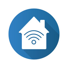 Home internet connection flat design long shadow glyph icon