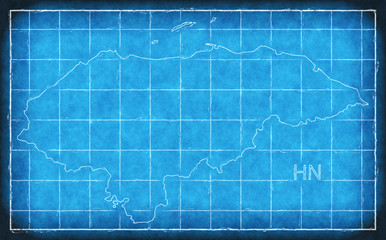 Honduras map blue print artwork illustration silhouette