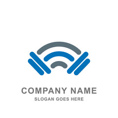 Fitness Club Wifi Barbell Logo Vector Icon