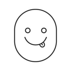 Yummy smile with open eyes linear icon
