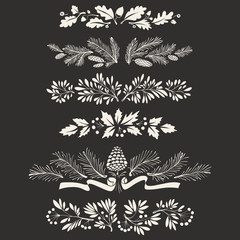 Floral Hand drawn Christmas Floral Dividers and Borders