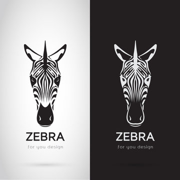 Vector of zebra head design on white background and black background, Logo, Symbol, label, Animals