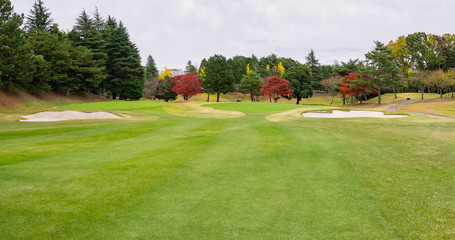 紅葉シーズンのゴルフ場 ゴルフコース 茨城県