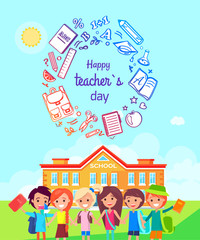 Happy Teachers Day Colorful Vector Illustration