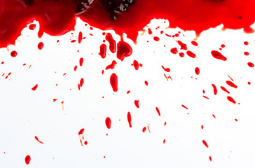 Blood splashed on white background