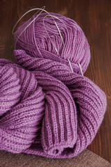 Knitting. Knitting needles and yarn