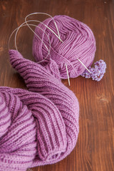 Fototapeta na wymiar Knitting. Knitting needles and yarn