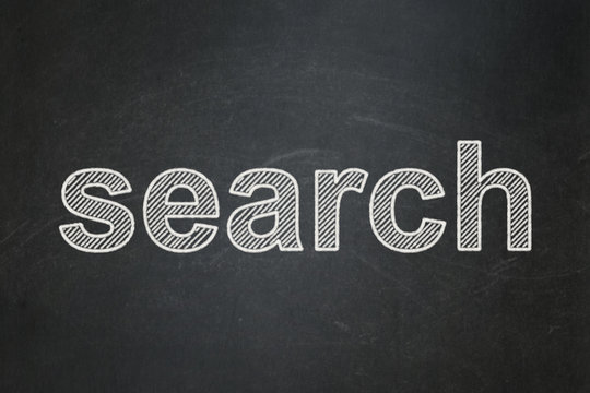 Web design concept: text Search on Black chalkboard background