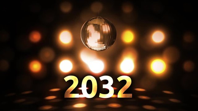2032 New Years Eve Celebration background spinning Disco Ball Nightclub