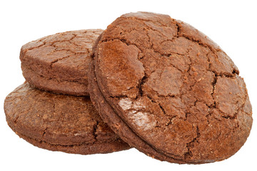 Appetizing chocolate chip cookies isolated