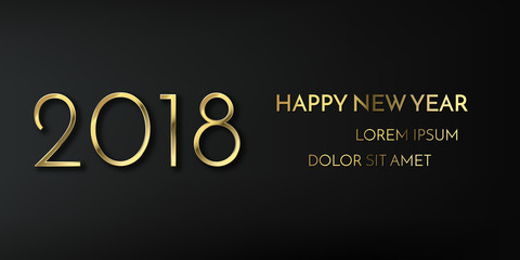 Happy new year 2018 beautiful gold banner. Holiday premium background, eps10