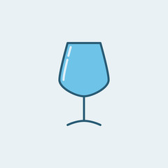 Wine glass vector blue icon
