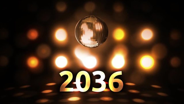 2036 New Years Eve Celebration background spinning Disco Ball Nightclub