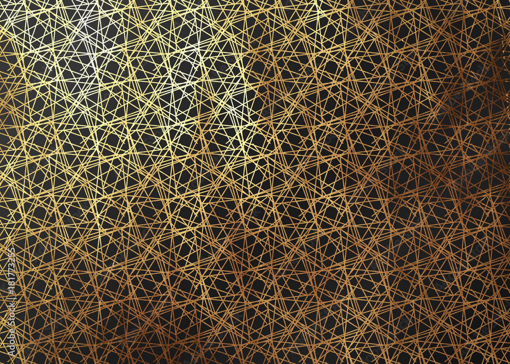 Aufkleber abstract pattern texture gold lines. vector golden and black background.