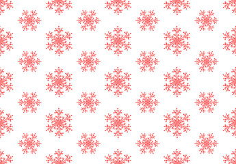 Red snowflakes seamless pattern. Winter christmas background.