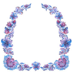 blue square frame  in folk style