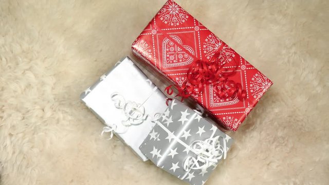 Christmas presents stacked on each other 