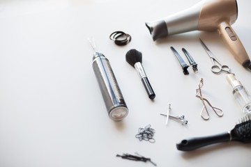 Naklejka premium hairdryer, scissors and other hair styling tools