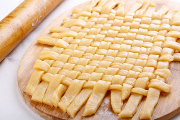 Preparation of braided shortbread cookies.