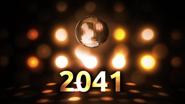 2041 New Years Eve Celebration background spinning Disco Ball Nightclub