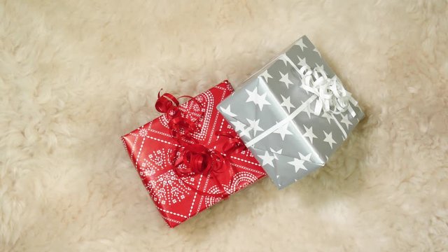 Christmas presents on sheepskin