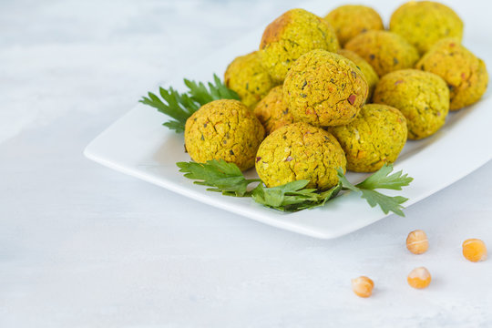 Fresh baked falafel with parsley