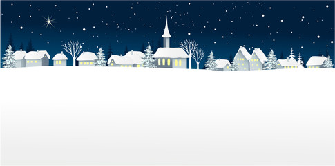 Naklejka premium Christmas winter landscape with small village