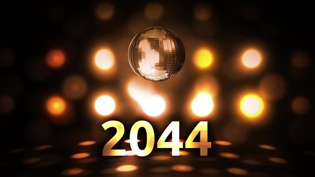 2044 New Years Eve Celebration background spinning Disco Ball Nightclub
