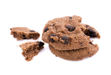 Coffee Chocolate Chip Cookie isolated on white background