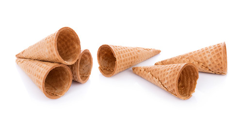 Sweet wafer cone isolated on white background