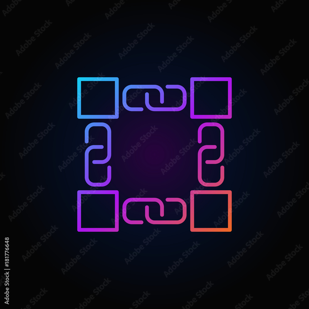 Poster colorful blockchain vector concept line icon or logo element
