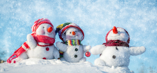 Happy snowman family