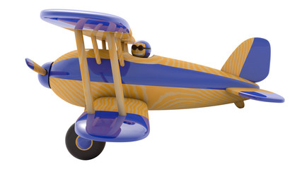 Wooden toy airplane. 3D render