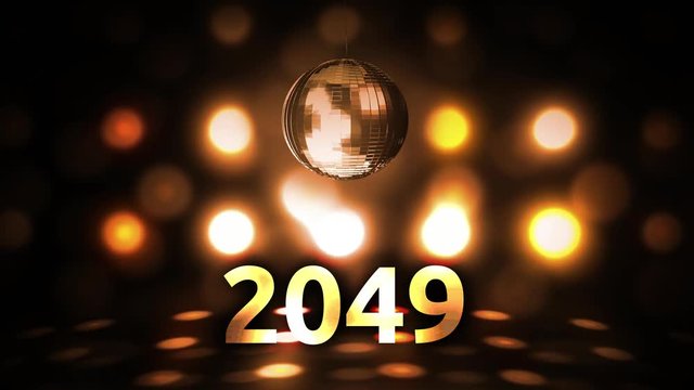 2049 New Years Eve Celebration background spinning Disco Ball Nightclub