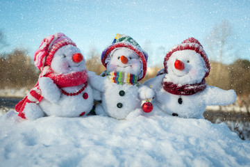 Happy snowman family