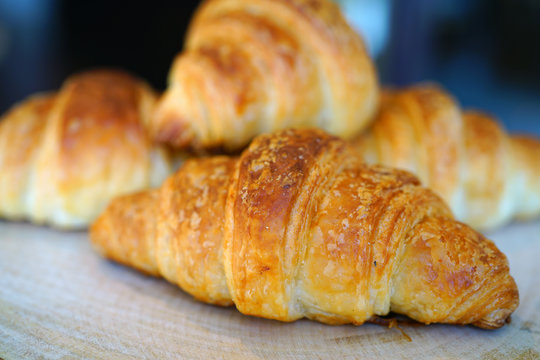 Freshly baked French croissants