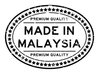 Fototapeta premium Grunge premiumq quality made in Malaysia oval rubber seal business stamp on white background