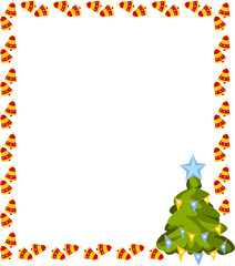 Large rectangular frame with Christmas bells and Christmas tree.