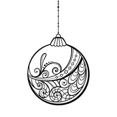 Christmas ball silhouette with a beautiful lace pattern