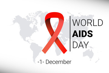 World AIDS Day 1 December. red hiv ribbon awareness. Vector