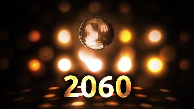 2060 New Years Eve Celebration background spinning Disco Ball Nightclub