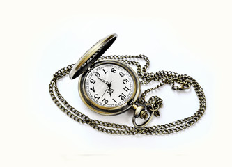 Pocket watch on white background