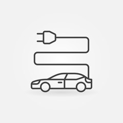 Electric car icon in thin line style