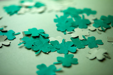 leaves of clover shape cut from paper