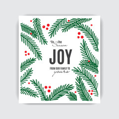 Christmas card, branches of spruce sketch drawing.