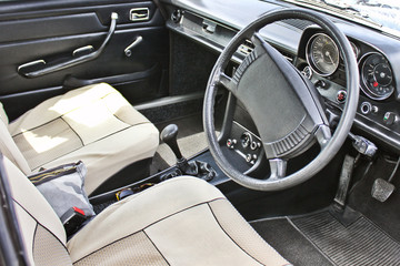  View of the interior of a modern automobile showing the dashboard