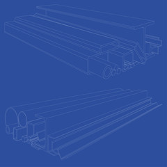 Rolled metal products. Vector rendering of 3d. Wire-frame style. The layers of visible and invisible lines are separated