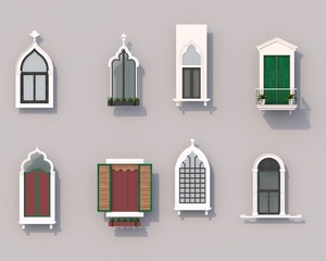 3d render from imagine window facade in roman classic style