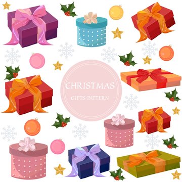 Merry Christmas colorful gift boxes Vector