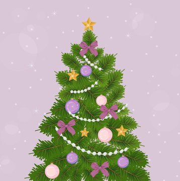 Christmas tree close up Vector holiday template